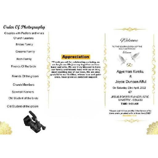 ENNINSTEL - Program Outline - Wedding